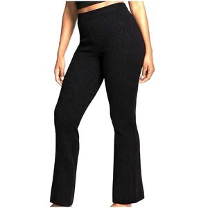 Victoria's Secret Luxe Cable-Knit Flare Lounge Pants  Black pull on Size Medium